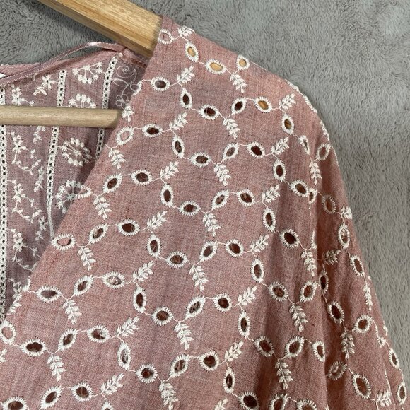 ZARA Top XL Openwork Floral Eyelet Embroidered Crochet Lace Boho Peasant Beachy - Picture 5 of 13